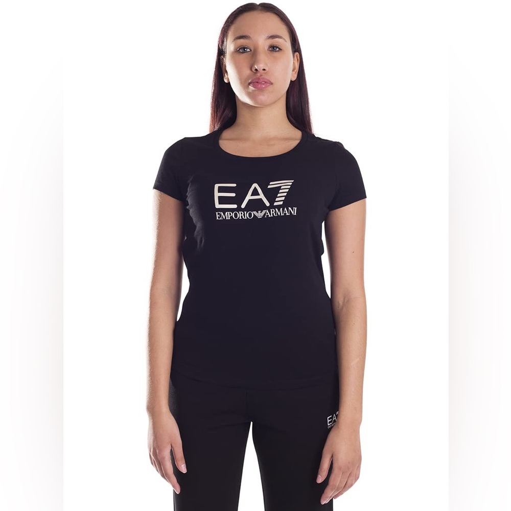 NWT Emporio Armani EA7 Women's Black T-Shirt - Size Small
